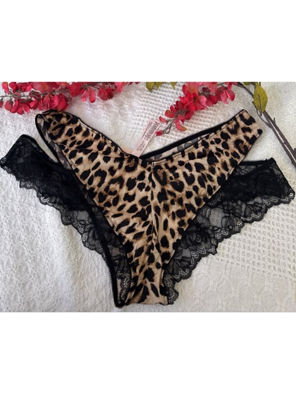 VICTORIA'S SECRET XS STRAPPY ANIMAL  VERY SEXY HIGH LEG CHEEKY SILKY PANTIES NWT
